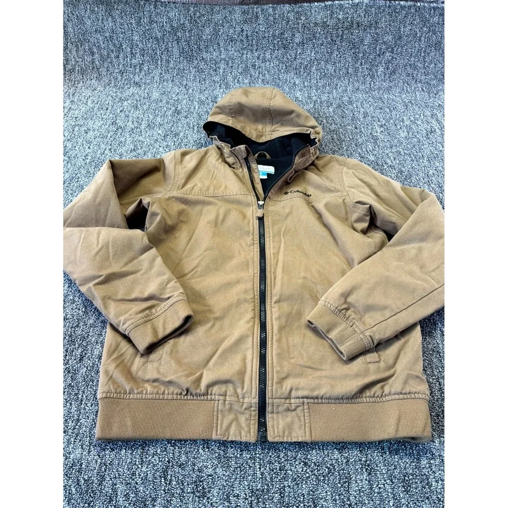 Columbia Loma Vista Hooded Jacket Boys XL 18/20 Brown Fleece Lined Full Zip